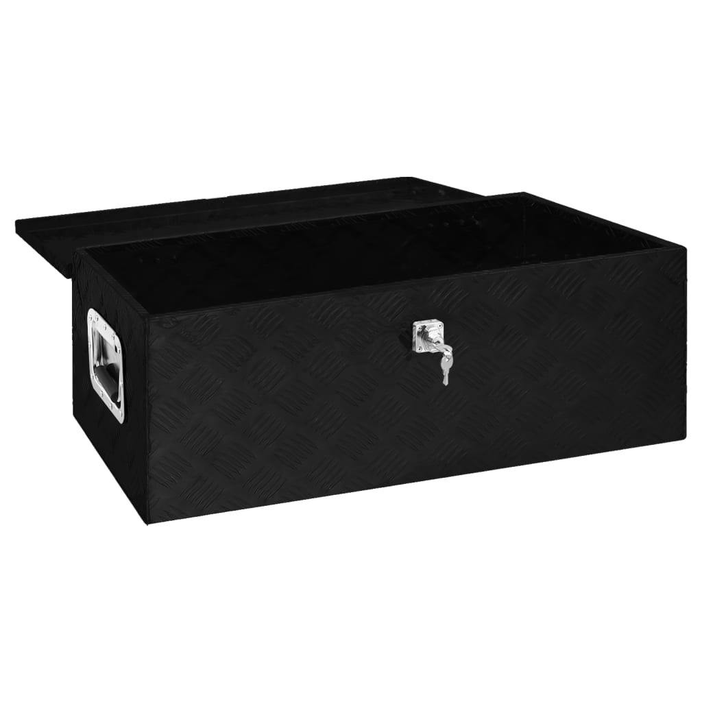 Opbergbox 80x39x30 cm aluminium zwart
