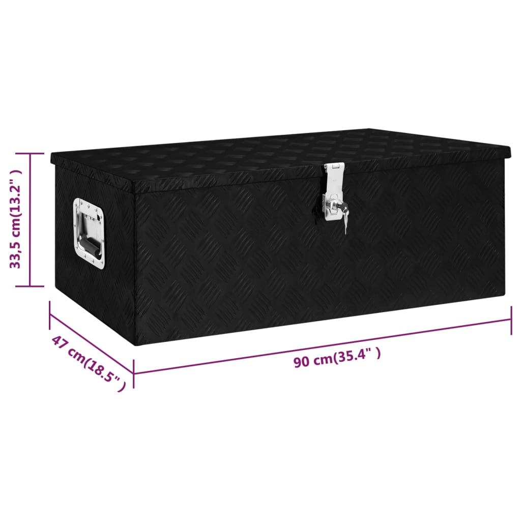Opbergbox 90x47x33,5 cm aluminium zwart