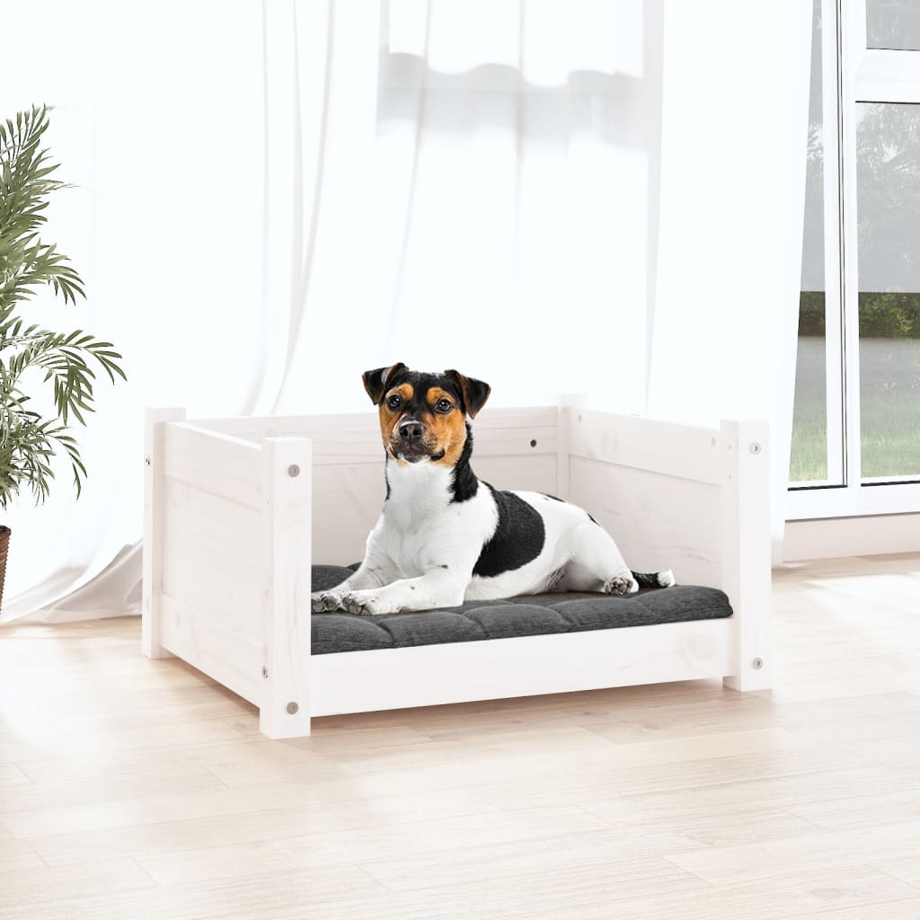 Hondenmand 55,5x45,5x28 cm massief grenenhout wit