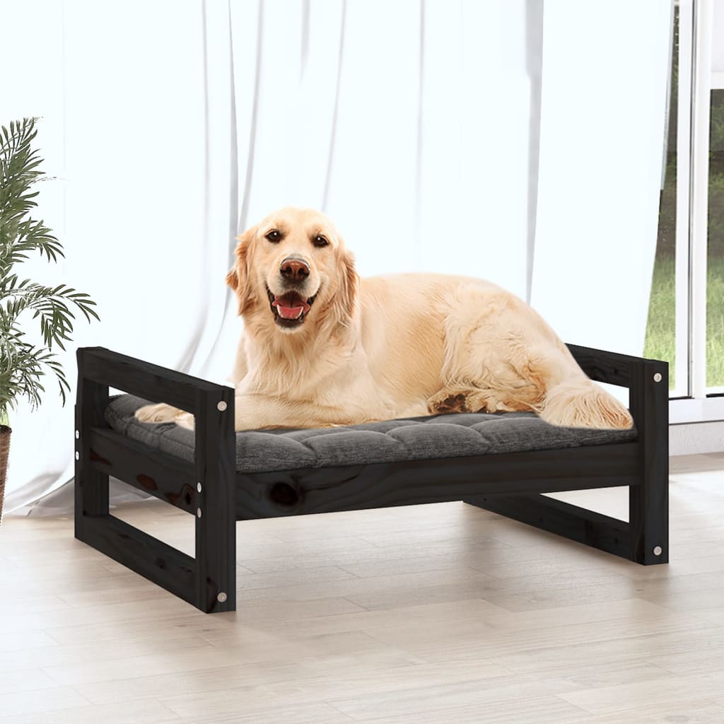 Hondenmand 75,5x55,5x28 cm massief grenenhout zwart