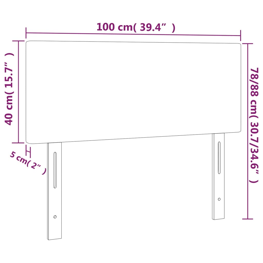 Hoofdbord 100x5x78/88 cm stof crèmekleurig