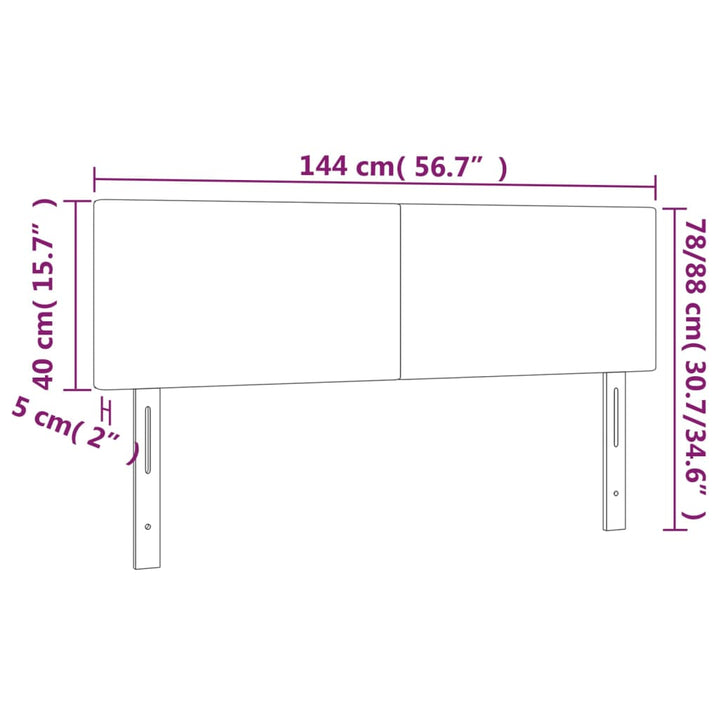 Hoofdborden 2 st 72x5x78/88 cm stof zwart