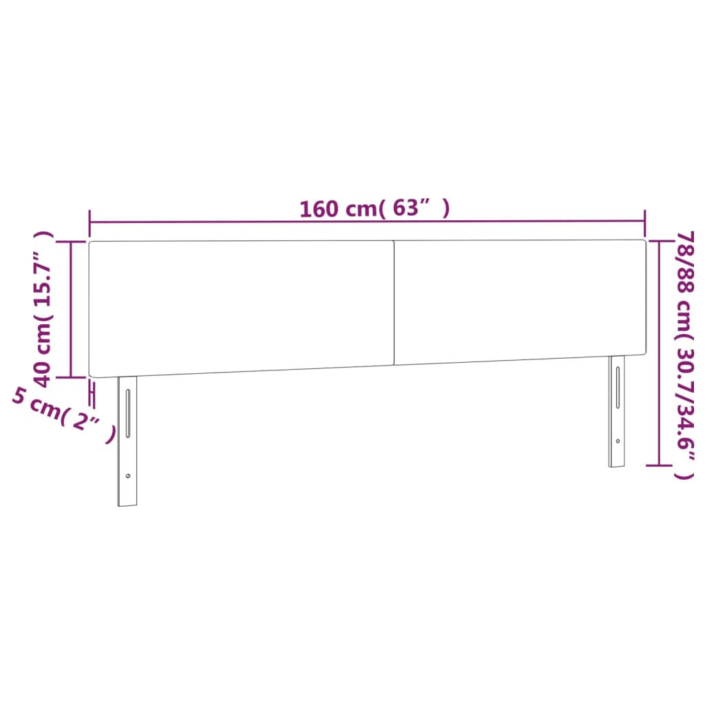 Hoofdborden 2 st 80x5x78/88 cm stof lichtgrijs