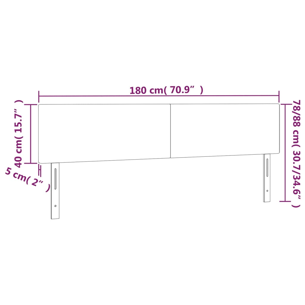 Hoofdborden 2 st 90x5x78/88 cm stof donkergrijs