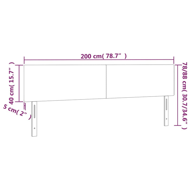 Hoofdborden 2 st 100 x 5 x 78/88 cm stof lichtgrijs