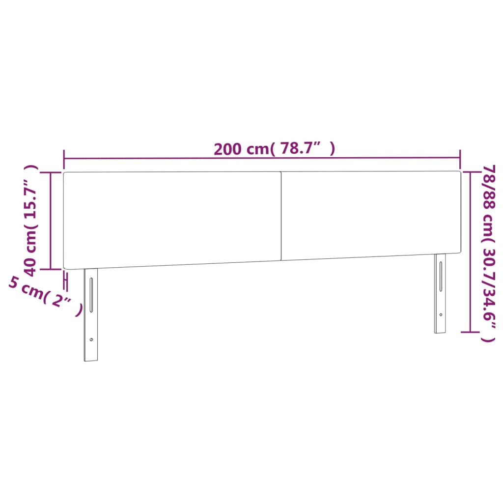 Hoofdborden 2 st 100x5x78/88 cm stof donkergrijs