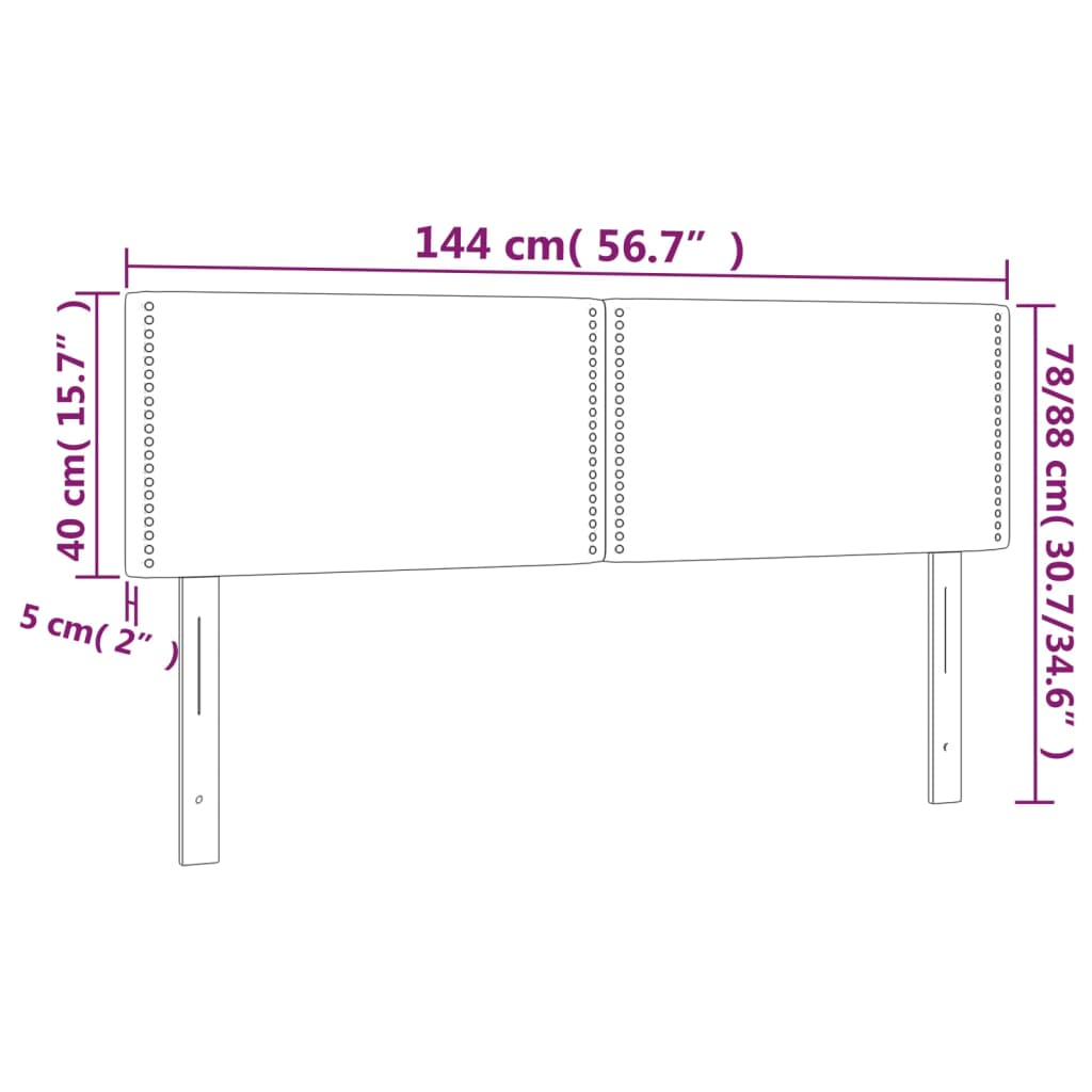 Hoofdborden 2 st 72x5x78/88 cm stof lichtgrijs