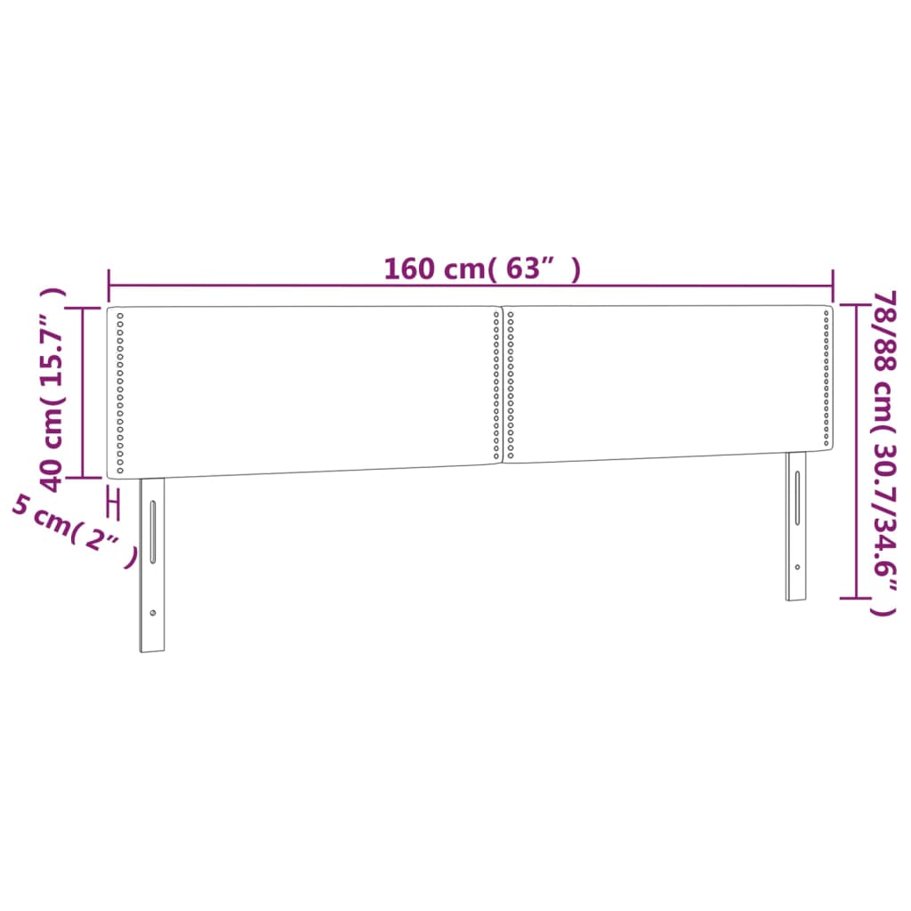 Hoofdborden 2 st 80x5x78/88 cm stof crèmekleurig