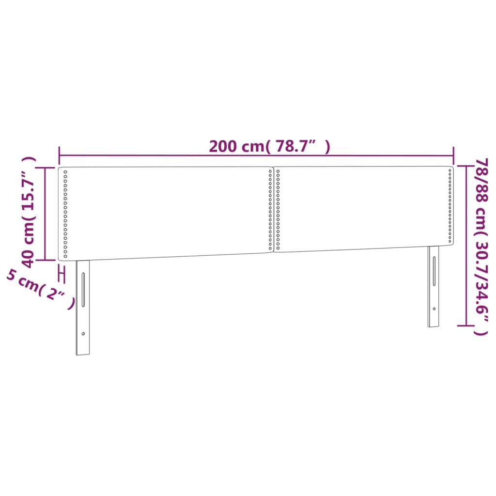 Hoofdborden 2 st 100x5x78/88 cm fluweel roze