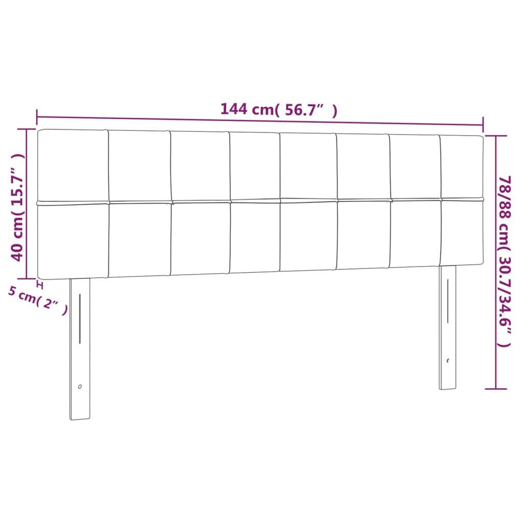 Hoofdborden 2 st 72x5x78/88 cm stof lichtgrijs