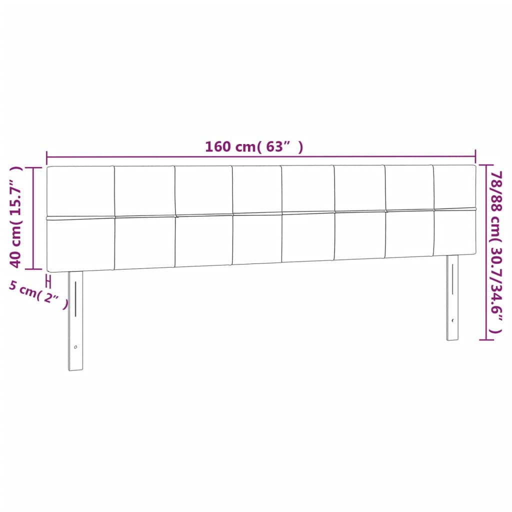 Hoofdborden 2 st 80x5x78/88 cm stof lichtgrijs