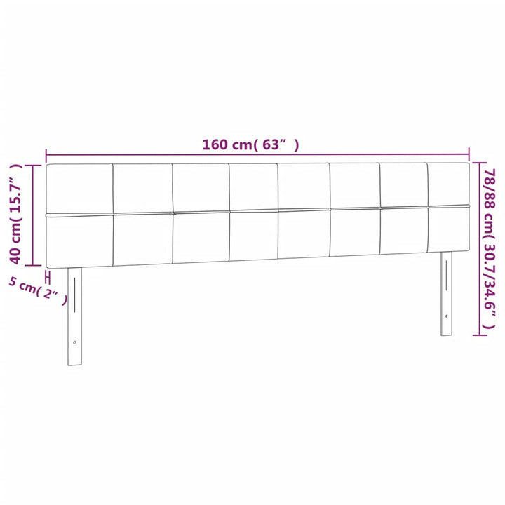 Hoofdborden 2 st 80x5x78/88 cm stof lichtgrijs