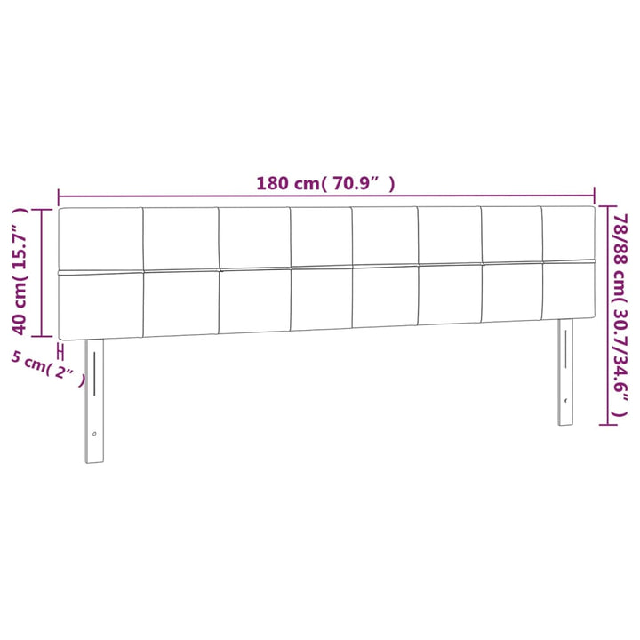 Hoofdborden 2 st 90x5x78/88 cm stof lichtgrijs