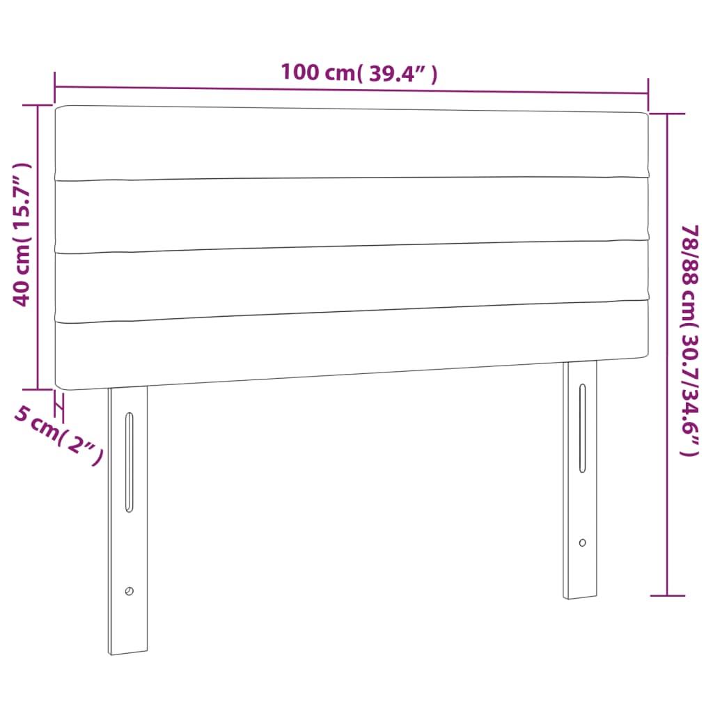 Hoofdbord 100 x 5 x 78/88 cm stof lichtgrijs