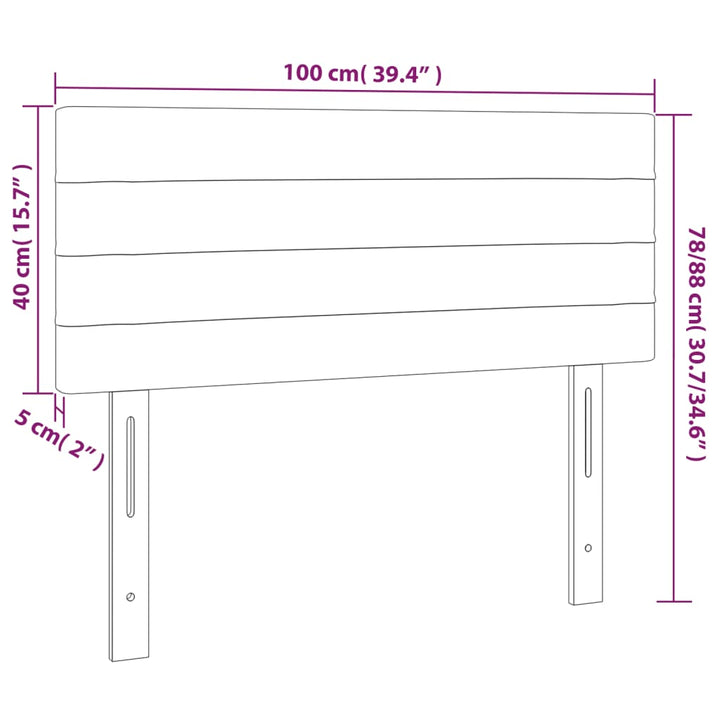 Hoofdbord 100 x 5 x 78/88 cm stof lichtgrijs