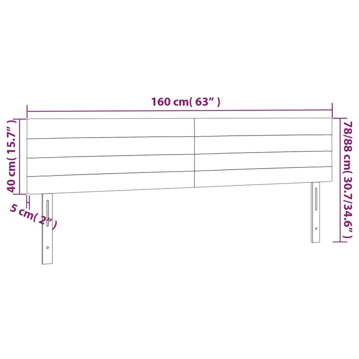 Hoofdborden 2 st 80x5x78/88 cm fluweel lichtgrijs