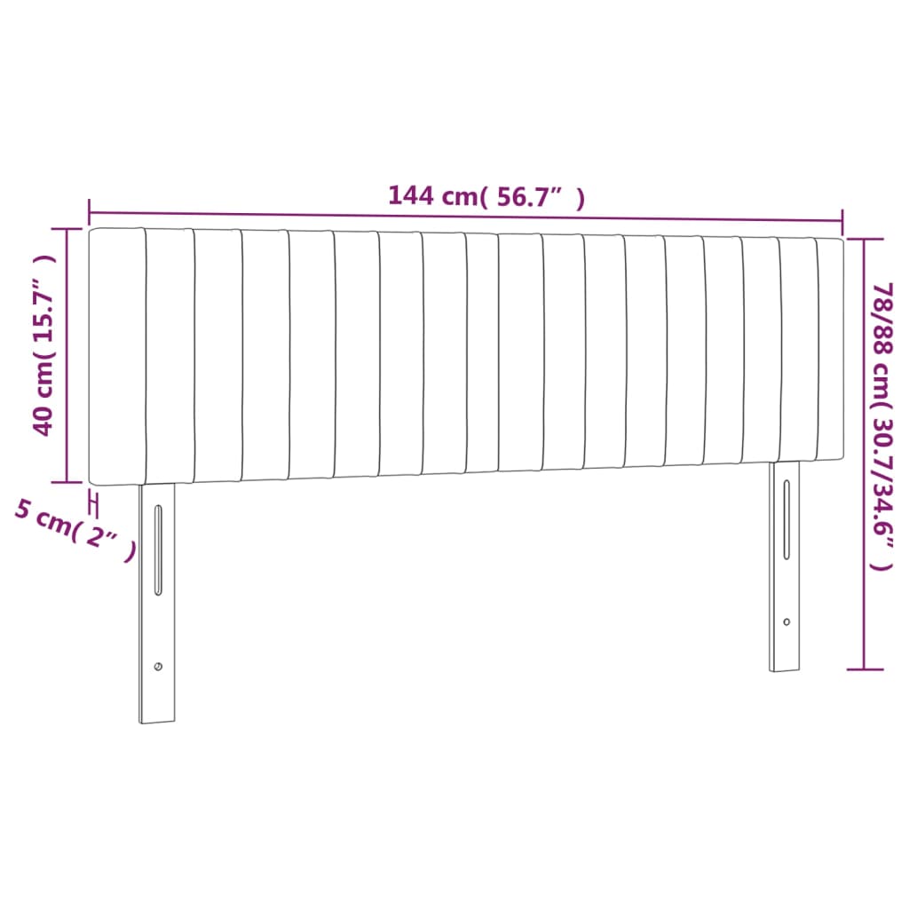 Hoofdborden 2 st 72x5x78/88 cm fluweel donkergrijs