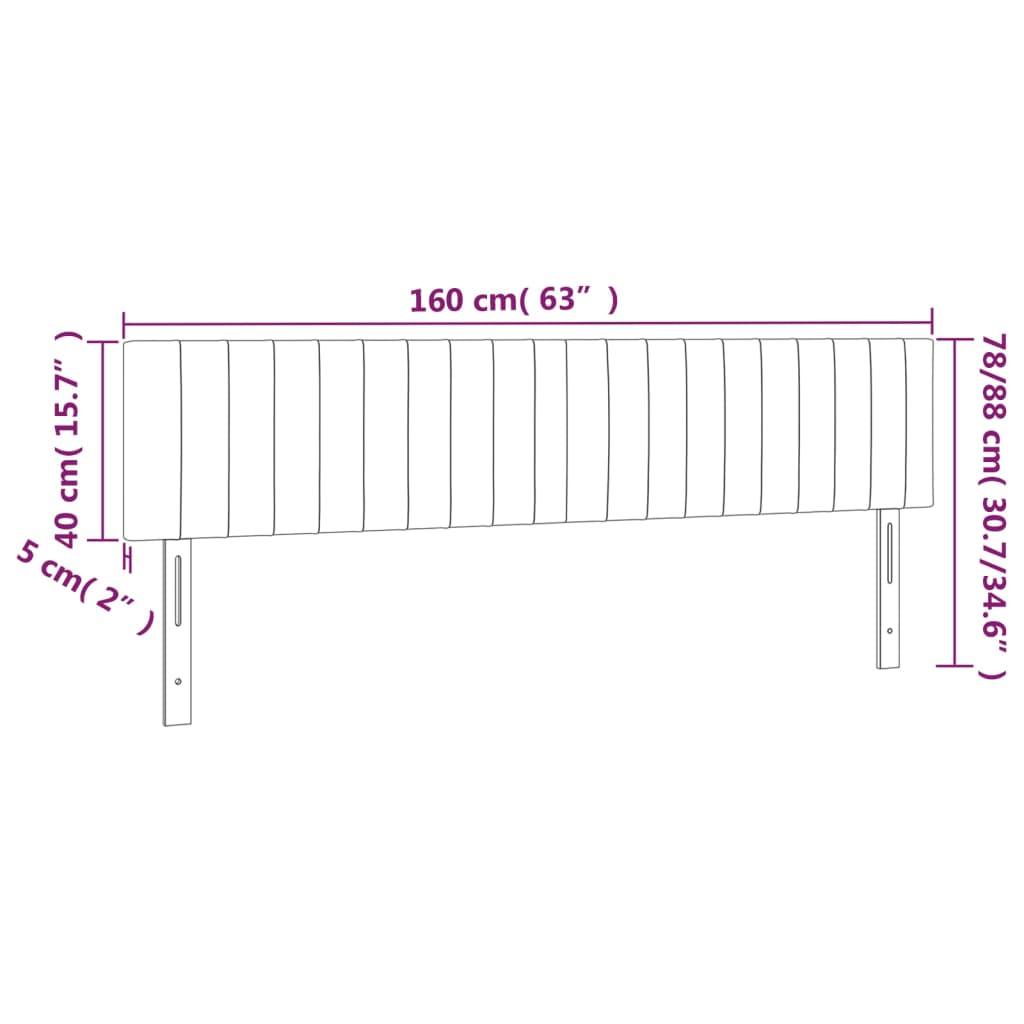 Hoofdborden 2 st 80x5x78/88 cm fluweel lichtgrijs