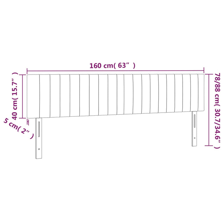 Hoofdborden 2 st 80x5x78/88 cm fluweel donkergrijs