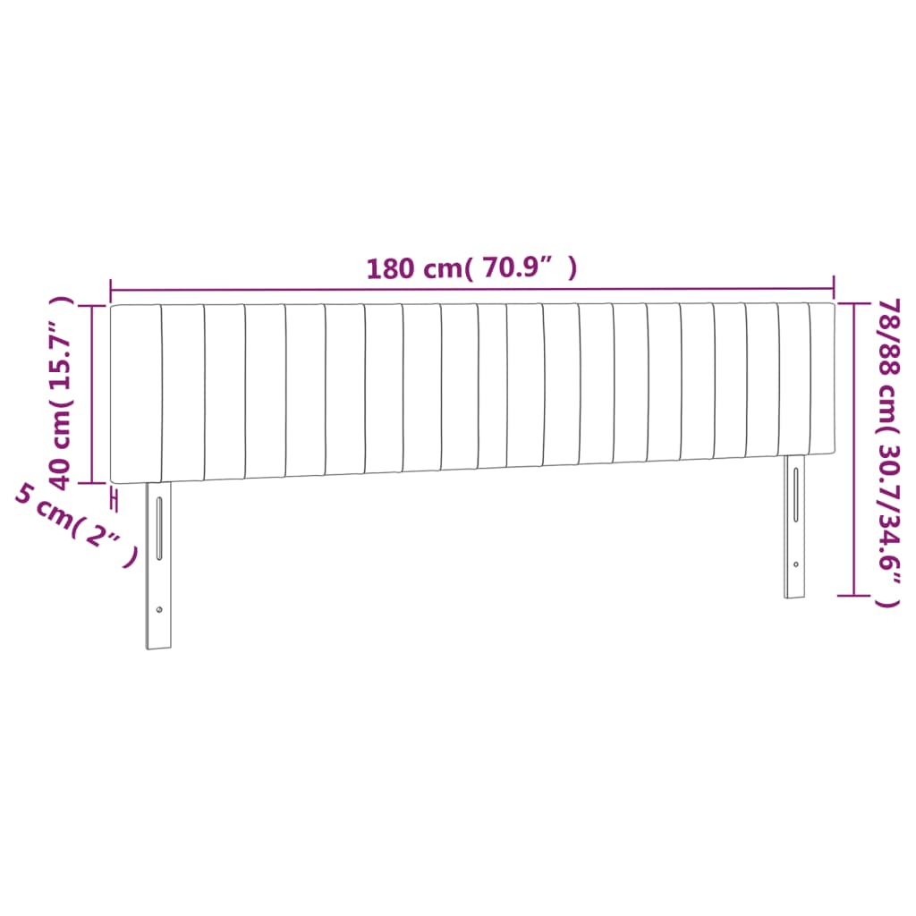 Hoofdborden 2 st 90x5x78/88 cm stof lichtgrijs