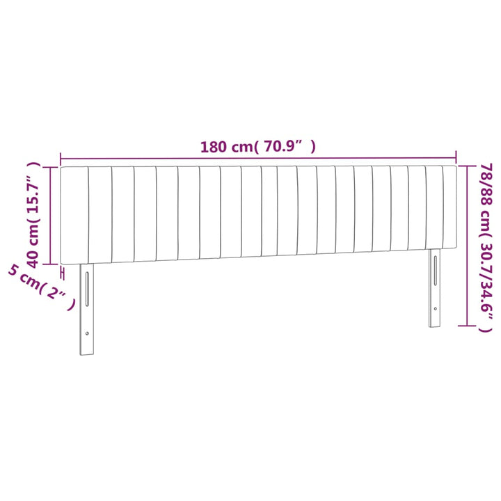 Hoofdborden 2 st 90x5x78/88 cm stof lichtgrijs