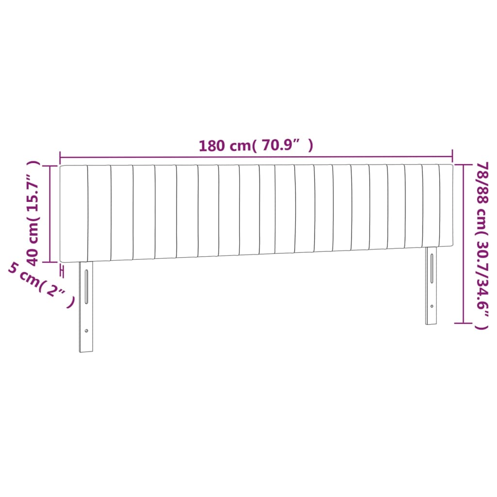 Hoofdborden 2 st 90x5x78/88 cm fluweel lichtgrijs