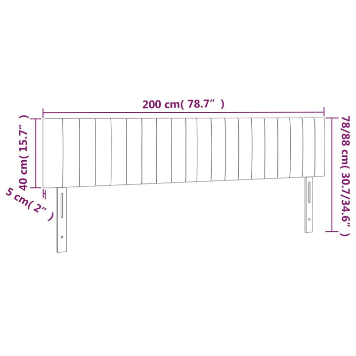 Hoofdborden 2 st 100x5x78/88 cm fluweel donkergrijs