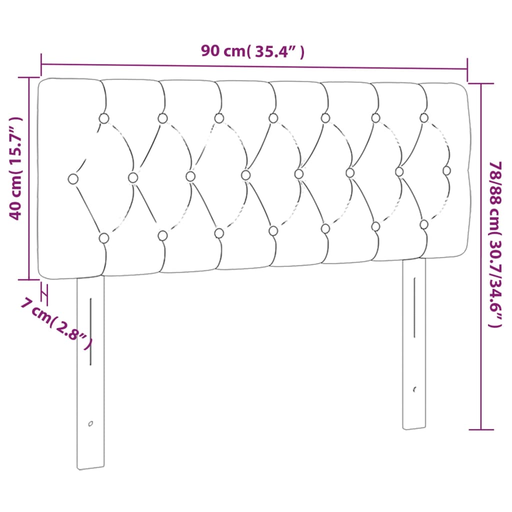 Hoofdbord 90x7x78/88 cm stof crèmekleurig