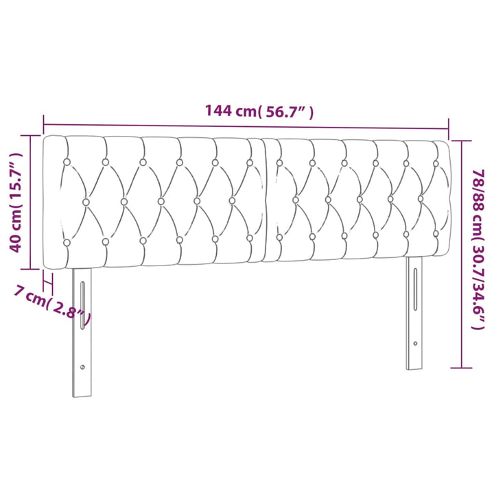 Hoofdborden 2 st 72x7x78/88 cm stof donkerbruin