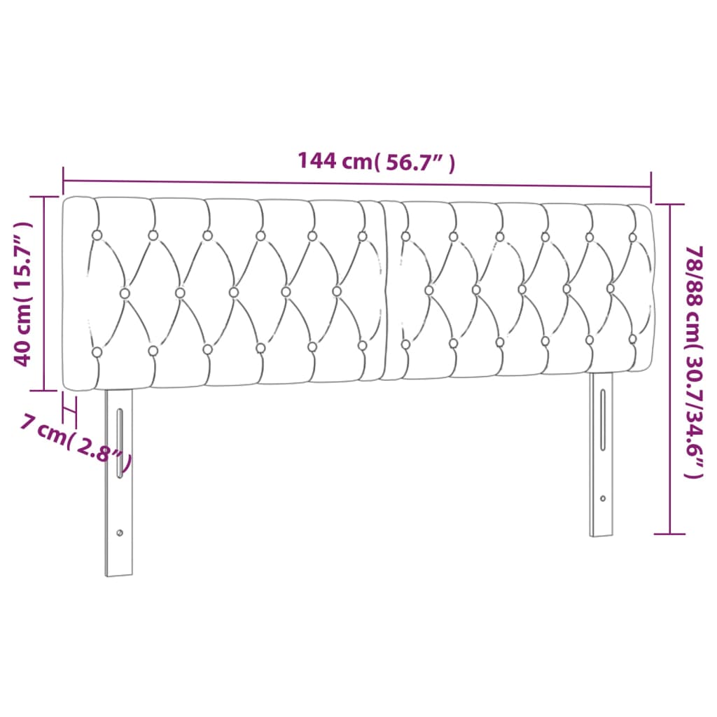 Hoofdborden 2 st 72x7x78/88 cm fluweel lichtgrijs