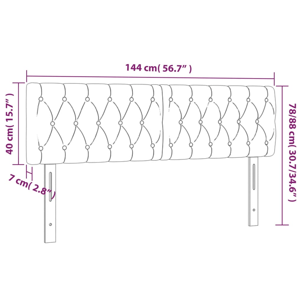 Hoofdborden 2 st 72x7x78/88 cm fluweel donkergrijs