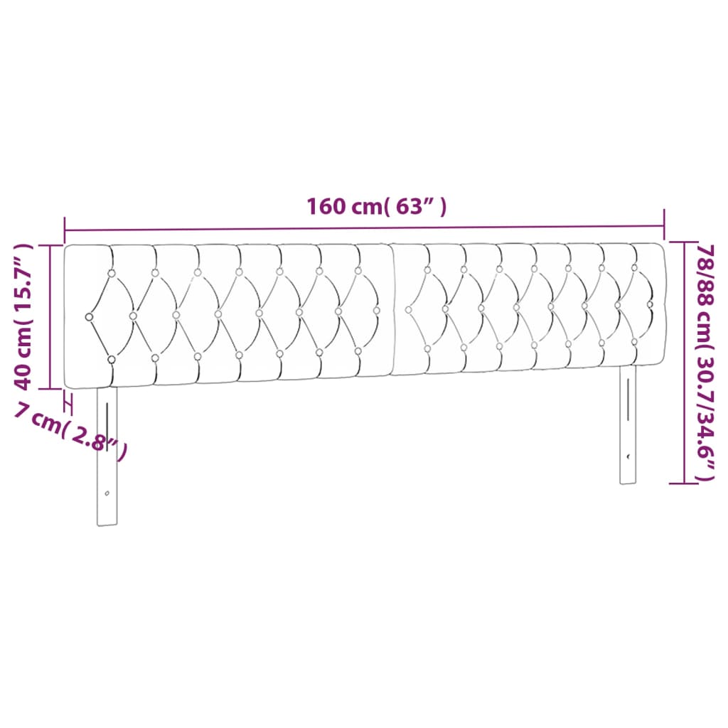 Hoofdborden 2 st 80x7x78/88 cm stof donkergrijs