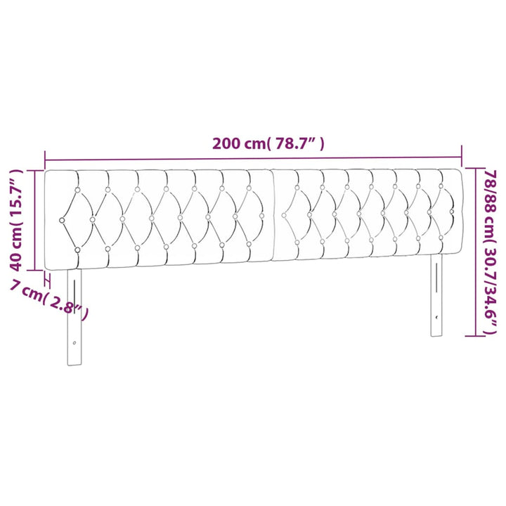 Hoofdborden 2 st 100x7x78/88 cm stof donkergrijs