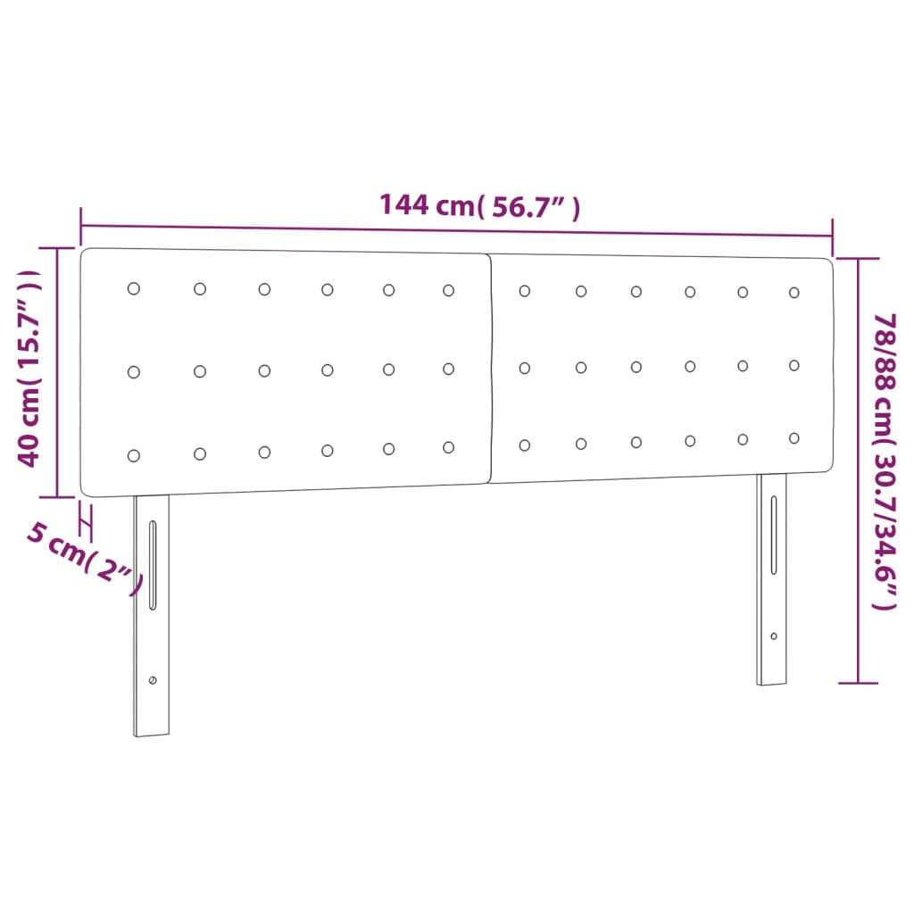 Hoofdborden 2 st 72x5x78/88 cm stof zwart