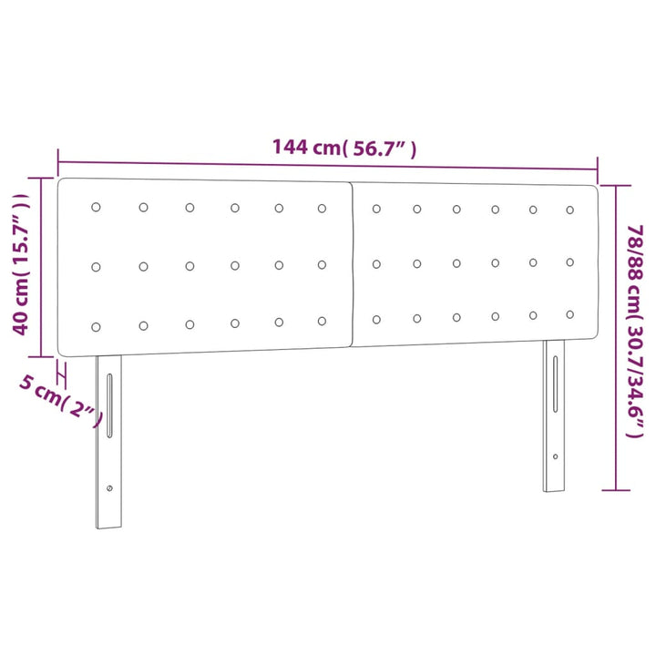 Hoofdborden 2 st 72x5x78/88 cm fluweel lichtgrijs