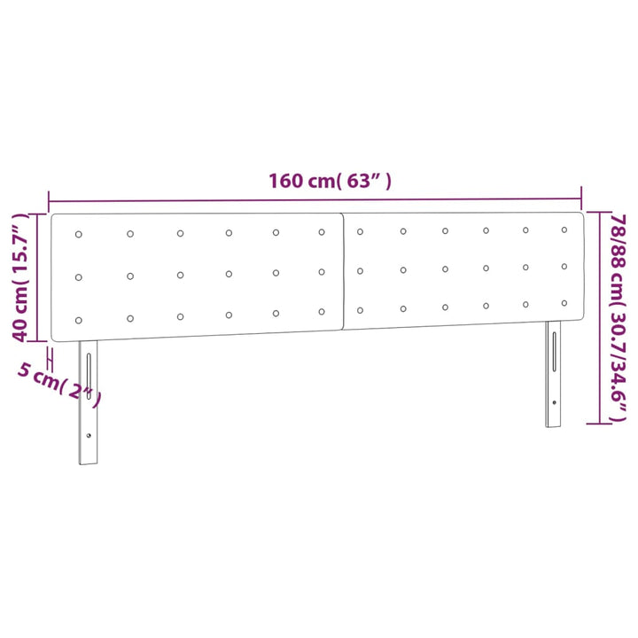 Hoofdborden 2 st 80x5x78/88 cm stof donkergrijs