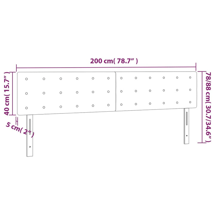 Hoofdborden 2 st 100 x 5 x 78/88 cm fluweel lichtgrijs