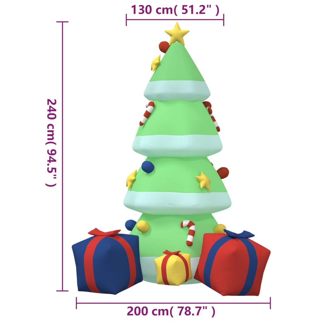 Kerstboom met LED's opblaasbaar 240 cm