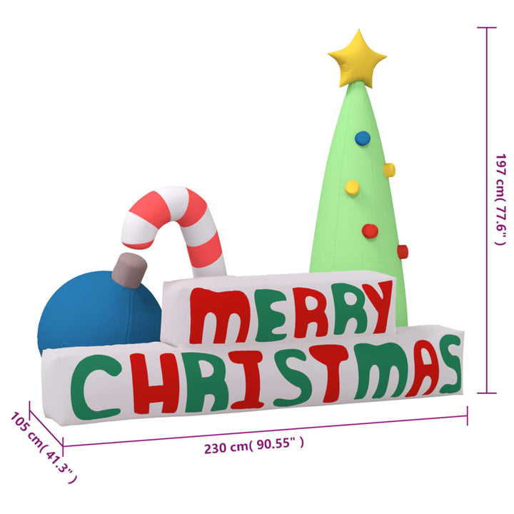 Decoratie "Merry Christmas" met LED's opblaasbaar 197 cm