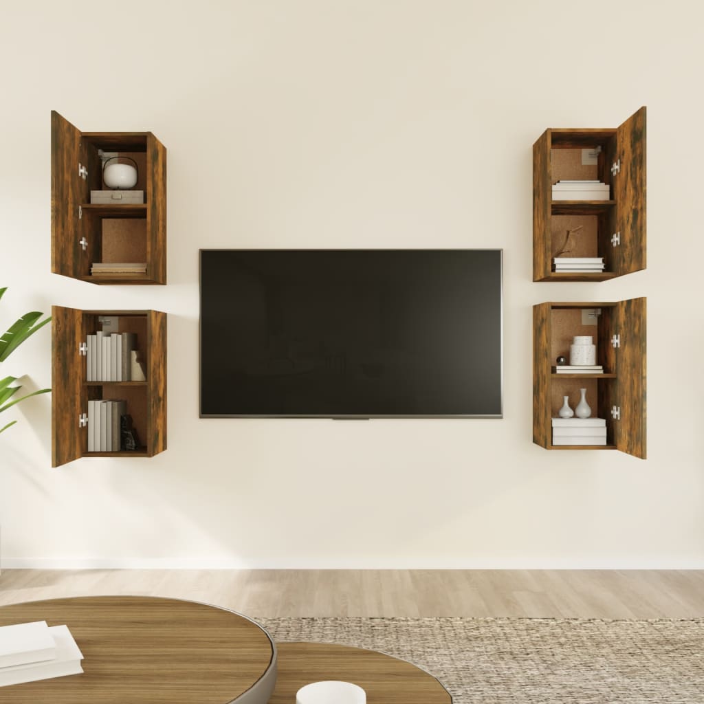 Tv-meubelen 4 st 30,5x30x60 cm bewerkt hout gerookt eikenkleur