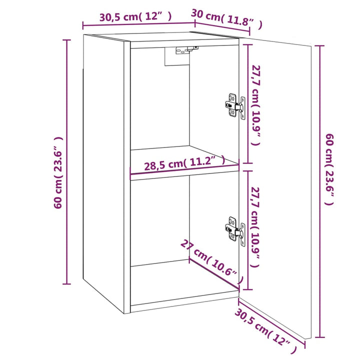 Tv-meubelen 4 st 30,5x30x60 cm bewerkt hout gerookt eikenkleur