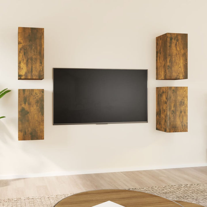 Tv-meubelen 4 st 30,5x30x60 cm bewerkt hout gerookt eikenkleur