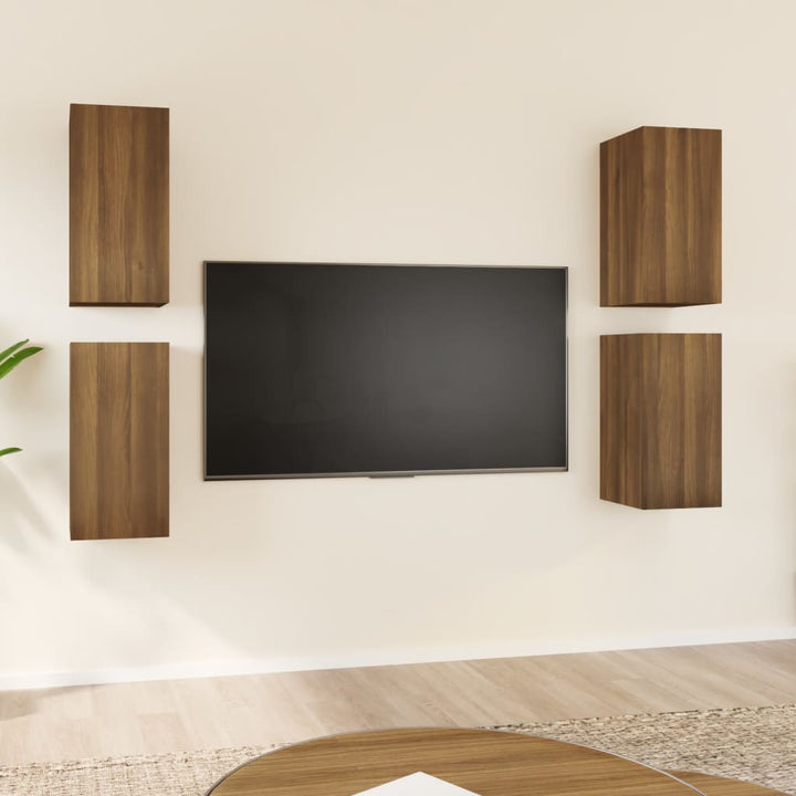 Tv-meubelen 4 st 30,5x30x60 cm bewerkt hout bruineikenkleurig