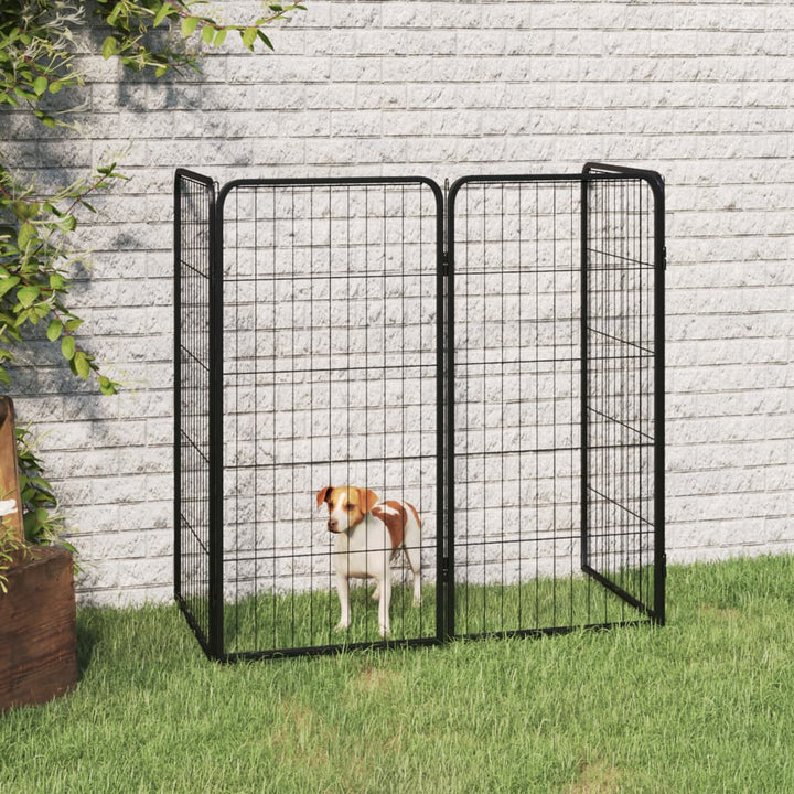 Hondenkennel 4 panelen 50 x 100 cm gepoedercoat staal zwart