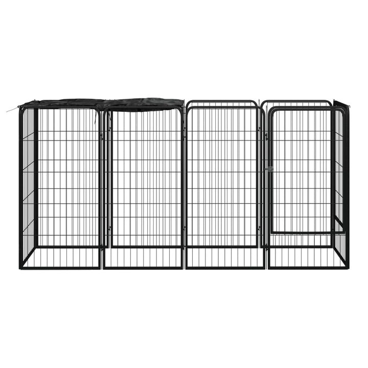 Hondenkennel 10 panelen 50 x 100 cm gepoedercoat staal zwart