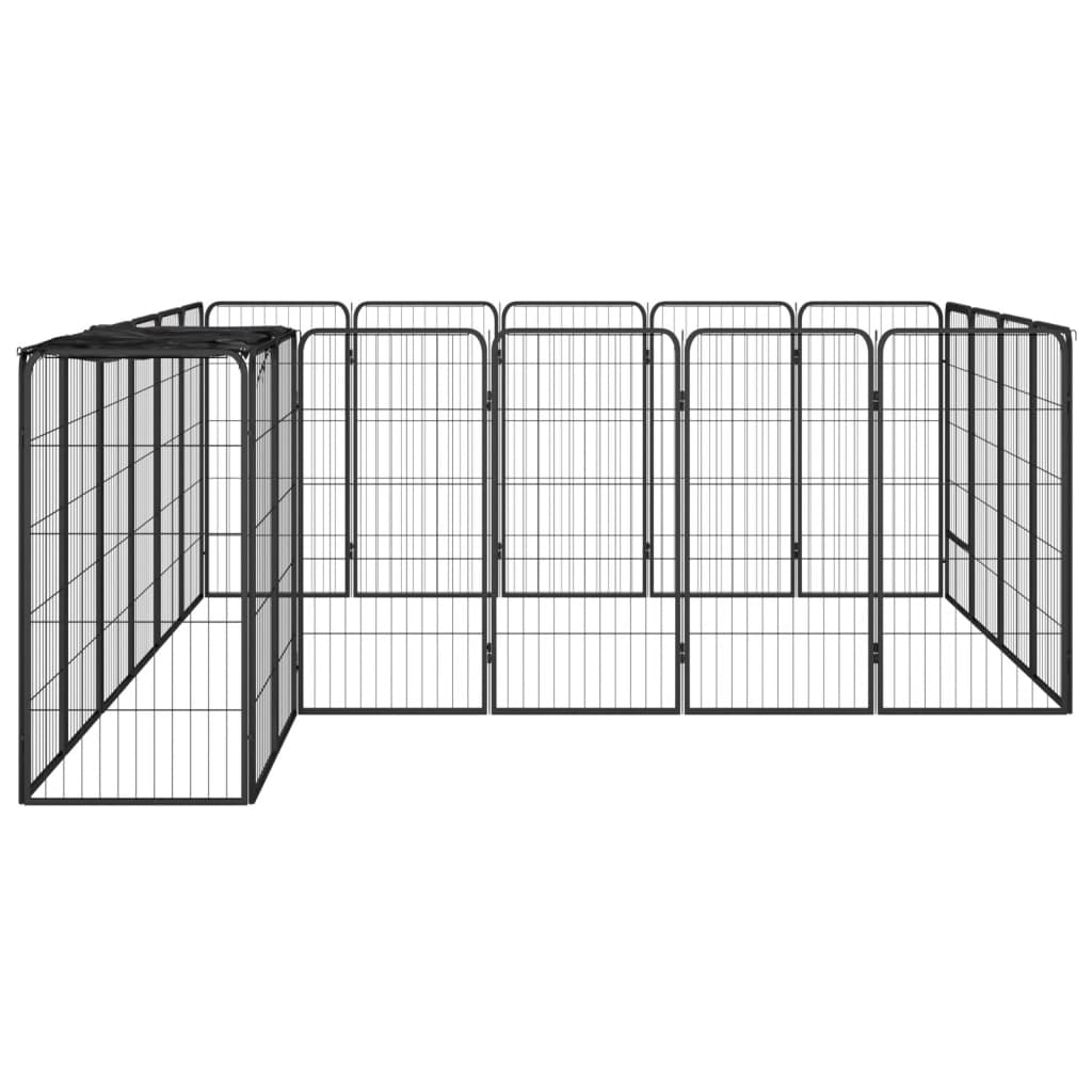 Hondenkennel 22 panelen 50x100 cm gepoedercoat staal zwart