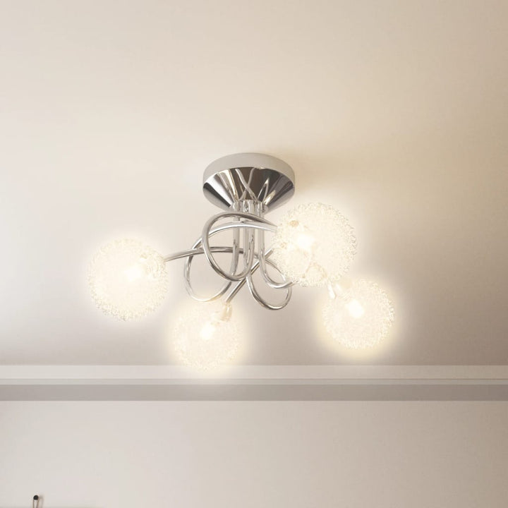 Plafondlamp met gaasdraad kappen voor 4 x G9 LED