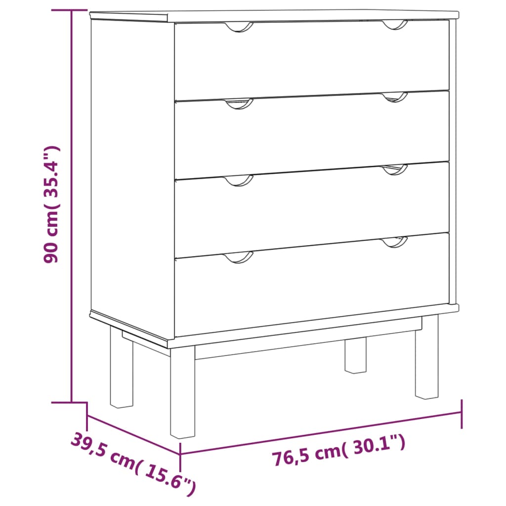 Ladekast 76,5x39,5x90 cm massief grenenhout