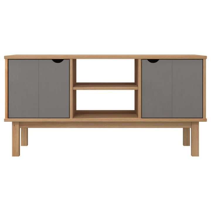 Tv-meubel 113,5x43x57 cm massief grenenhout bruin en grijs