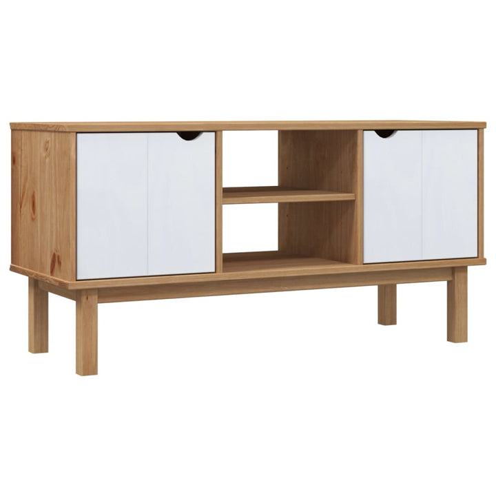 Tv-meubel 113,5x43x57 cm massief grenenhout bruin en wit